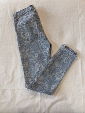 Current/Elliott Blue Floral Skinny Jeans
